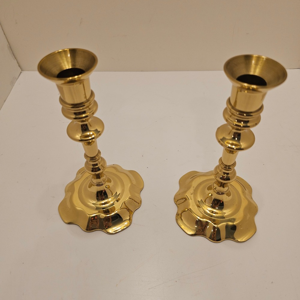 Baldwin Brass Historic Deerfield Collection Candlesticks Set of 2 Gold 7" VTG - Picture 2 of 6